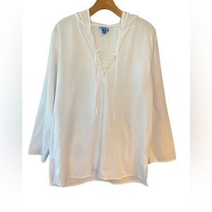 Sea Salt Sz M White Canvas Cotton Cape Cod Sailing Outdoor Beach Hoodie Jacket